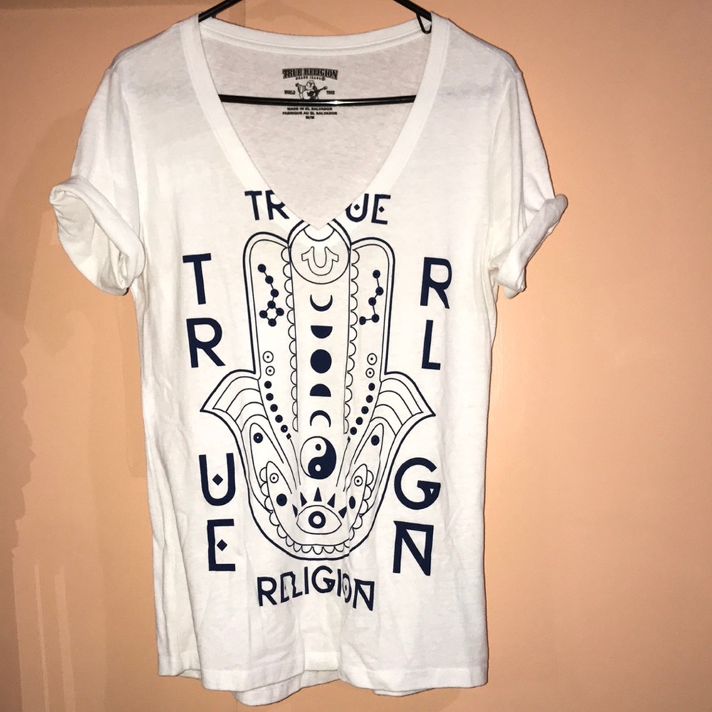 True religion over sized white shirt